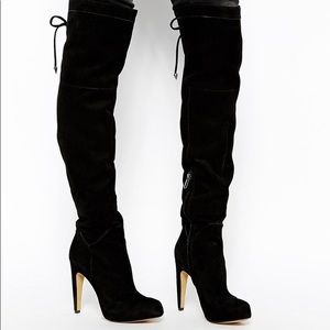 Sam Edelman over the knee black lace up boots